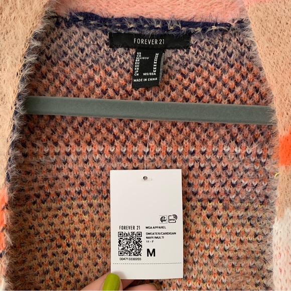 Geo Open-Front Fuzzy Cardigan Sweater - Picture 3 of 3